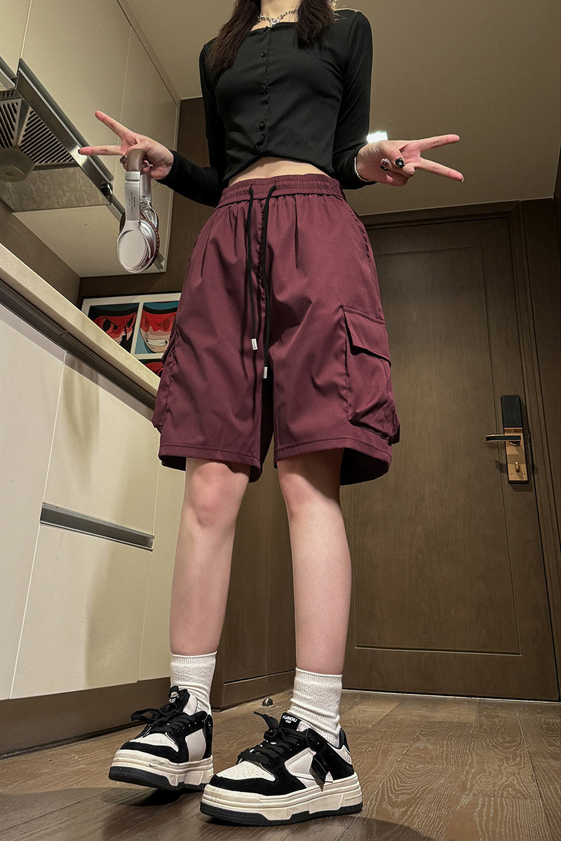 美式多口袋中裤工装短裤男宽松休闲运动五分裤子-A1056TP30控48,女装休闲裤,电商B241