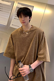半袖T恤男士宽松短袖体恤衫水洗做旧学生宽松潮流衣服A845P30控48，男装T恤，电商B241
