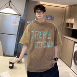 字母印花短袖男水洗做旧美式复古夏季新款潮牌T恤-A1117TP35控59，男装T恤，电商B241