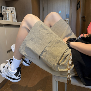工装裤短裤冰丝速干男夏季潮牌宽松休闲直筒裤子-A1102TP38 控58图片