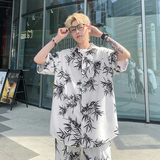 夏季新中式短袖短裤套装男冰丝休闲衬衫一套衣服-A1077TP55控78，男装衬衫，电商B241