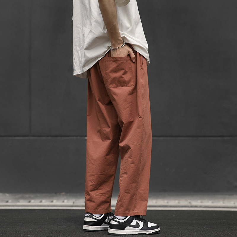 直筒休闲九分裤子男纯棉运动裤日系潮流复古宽松-A1073TP45控68,男装休闲裤,电商B241