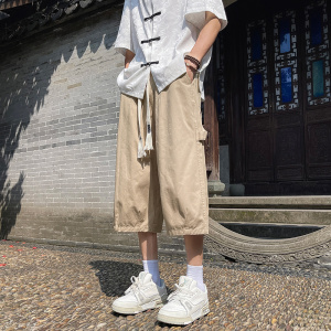 七分裤男夏季风2025过膝短裤美式宽松休闲裤子-A921TP38控58,麻花大衣怎么搭配裤子图片