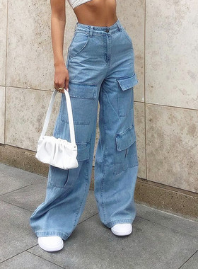 Casual Cargo Pants Women Jeans Hip Hop Y2K Straight Trousers