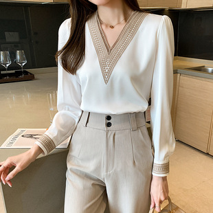 NEW White Blouse Women Chiffon Shirt Tops For Ladies Clothes