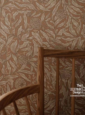 Q瑞典原装进口壁纸Olof侘寂风北欧轻奢叶片植物卧室餐厅背景墙纸