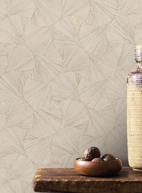 法国原装进口 Nature Precieuse 现代轻奢简约扇形贝壳银杏叶壁纸