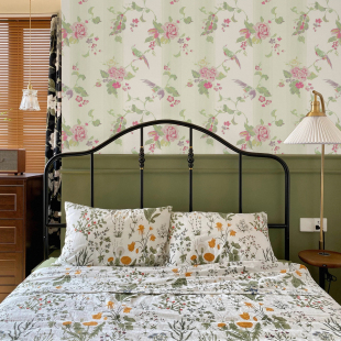 美国SBK原装进口San Jose 圣何塞美式田园花鸟沙发客厅卧室壁纸