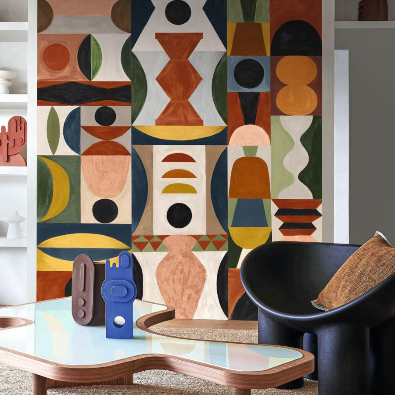 法国原装进口casamance 现代几何轻奢油画色块彩色个性背景墙壁画