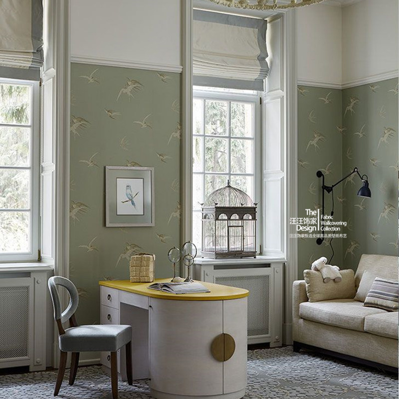 英国Sanderson原装进口墙纸 SWALLOWS 飞鸟燕子客厅男孩卧室壁纸