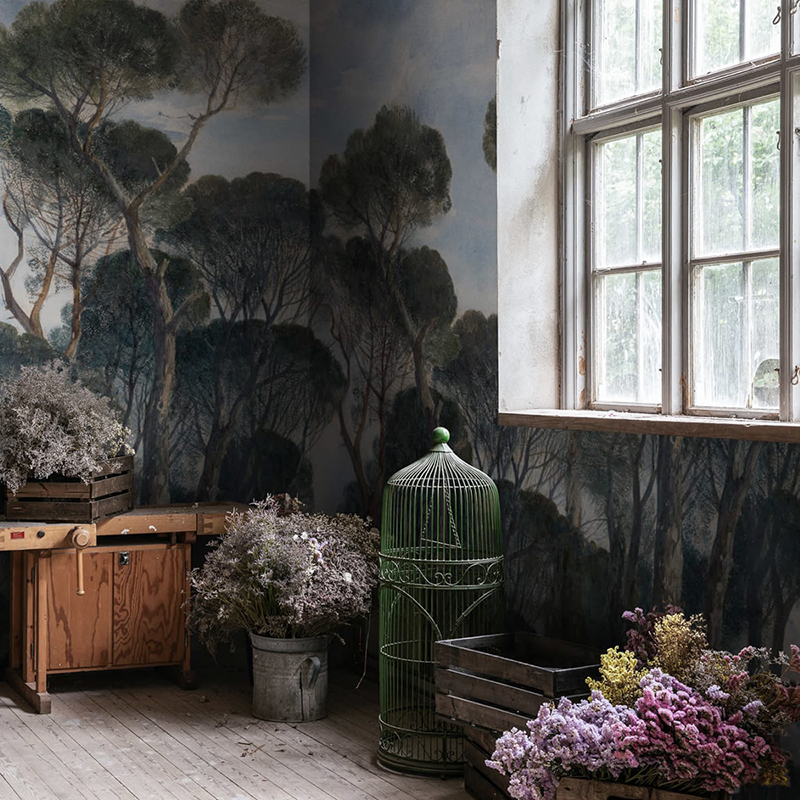 瑞典原装进口定制壁画松树背景