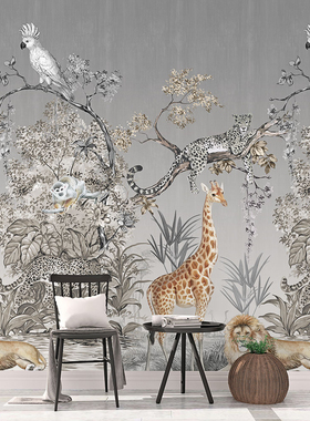荷兰原装进口壁画Checking Out Nature绿野仙踪 动物园长颈鹿墙纸
