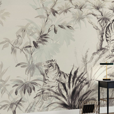 瑞典原装定制壁画水墨老虎背景墙