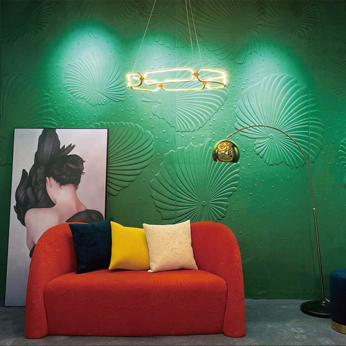 3D软包独花墙布 现代轻奢客厅卧室背景墙壁纸 荷叶麂皮绒面料壁布