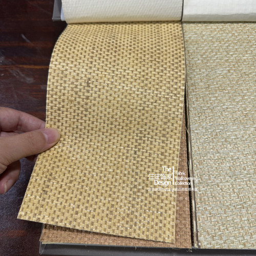 综合二天然环保纸编草编墙壁纸麻袋片剑麻茶室禅意古典中古老钱风