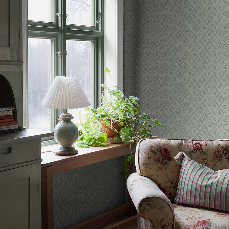 瑞典原装进口壁纸菱形花卉格子