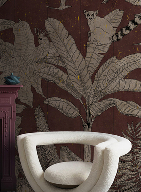 The intricate paths in the jungle东南亚异域风情丛林动物壁画