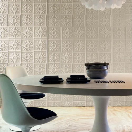 3D软包绒面墙纸 轻奢隔音降噪客厅卧室背景壁纸 现代小花麻布墙布