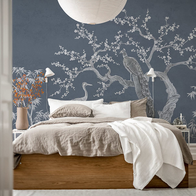 瑞典原装进口定制壁画花鸟背景墙