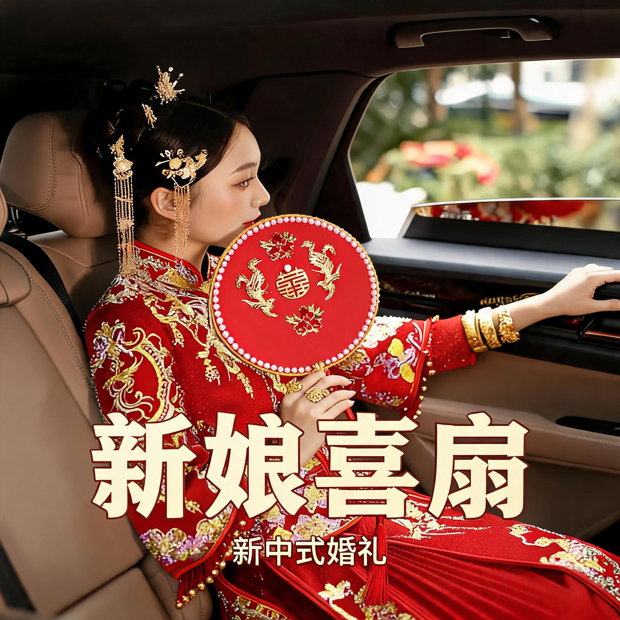 新中式红色新娘婚礼喜扇