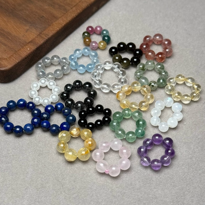 天然水晶跑环白水晶紫水晶金发海蓝宝隔圈手串手捻diy饰品配件