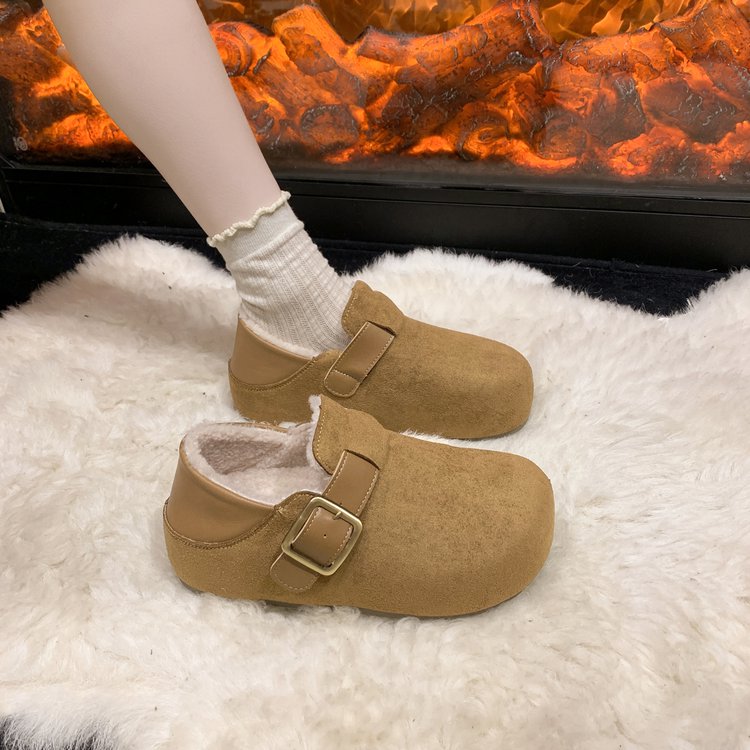 厚底加绒增高两穿一脚蹬乐福鞋