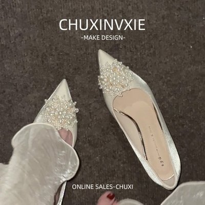 新款春性感秀禾主纱不累脚高跟鞋