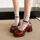 仙女风小个子增高浅口不磨脚单鞋 2025新款 蝴蝶结粗跟玛丽珍鞋 法式