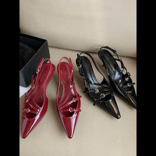 小香风高级红色跟鞋2024春