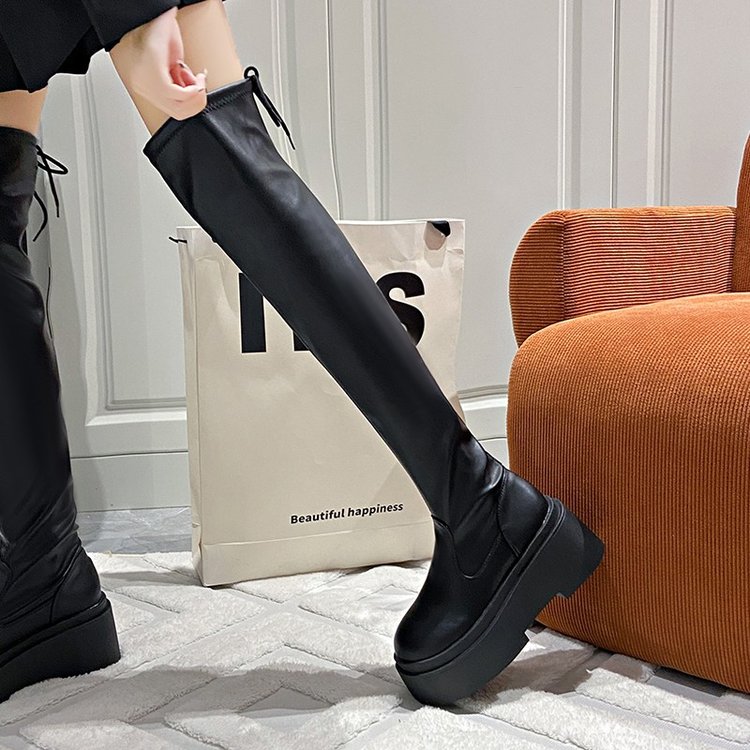 厚底小个子增高弹力瘦瘦靴女