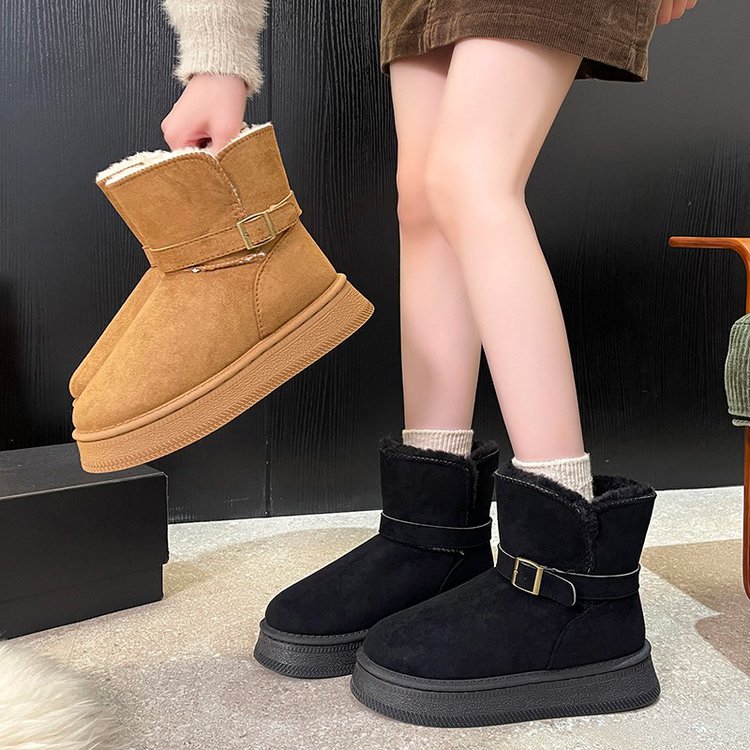厚底好看雪地短靴子女冬季