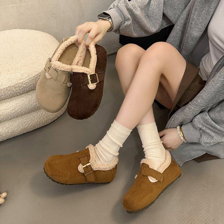 大码女鞋41到43宽胖脚冬季2025新款勃肯鞋子厚底毛毛加绒雪地棉鞋,女鞋,深口单鞋,淘宝优惠券,粉丝福利购,淘宝优惠卷