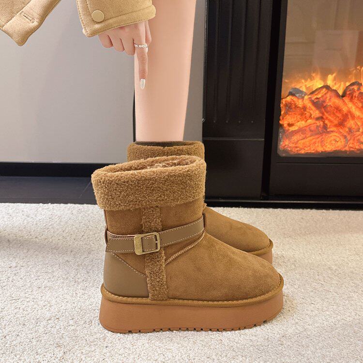 羊皮毛一体雪地靴2025新款圆头加绒保暖羊羔毛棉靴厚底增高毛毛靴,女鞋,时尚雪地靴,淘宝优惠券,粉丝福利购,淘宝优惠卷