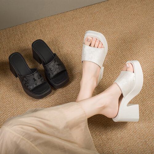 防水台厚底粗跟凉拖鞋女夏季外穿2025新款新中式国风高跟一字拖鞋