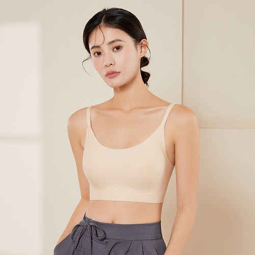 一片式无钢圈真丝抹胸防走光文胸