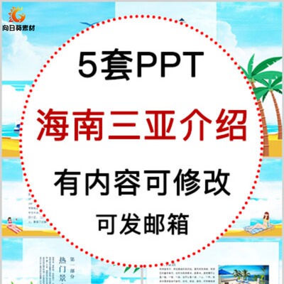 海南三亚城市印象家乡旅游美食风景文化介绍宣传攻略相册PPT模板