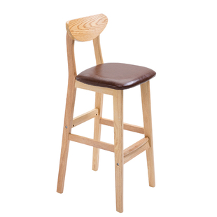 实木吧台椅子靠背吧台凳现代简约前台酒吧椅家用北欧复古高脚凳子