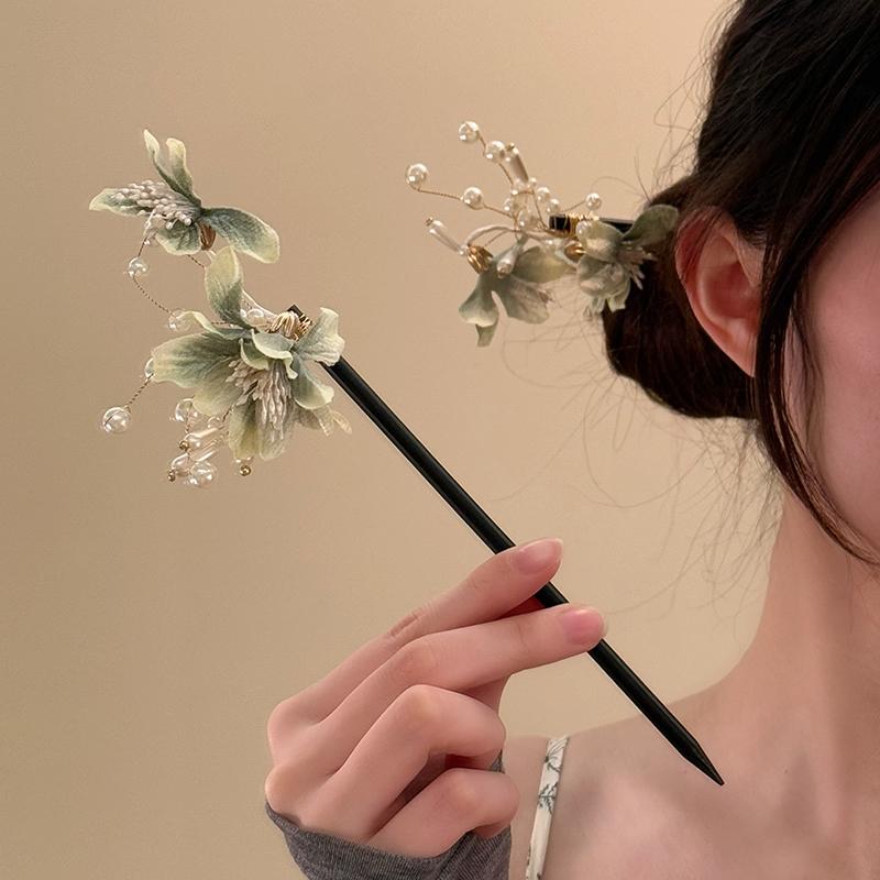国风缠花发簪新中式花朵头饰