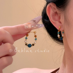 重温经典~复古新中式绿松石耳环女2025新款波西米亚度假耳环耳饰