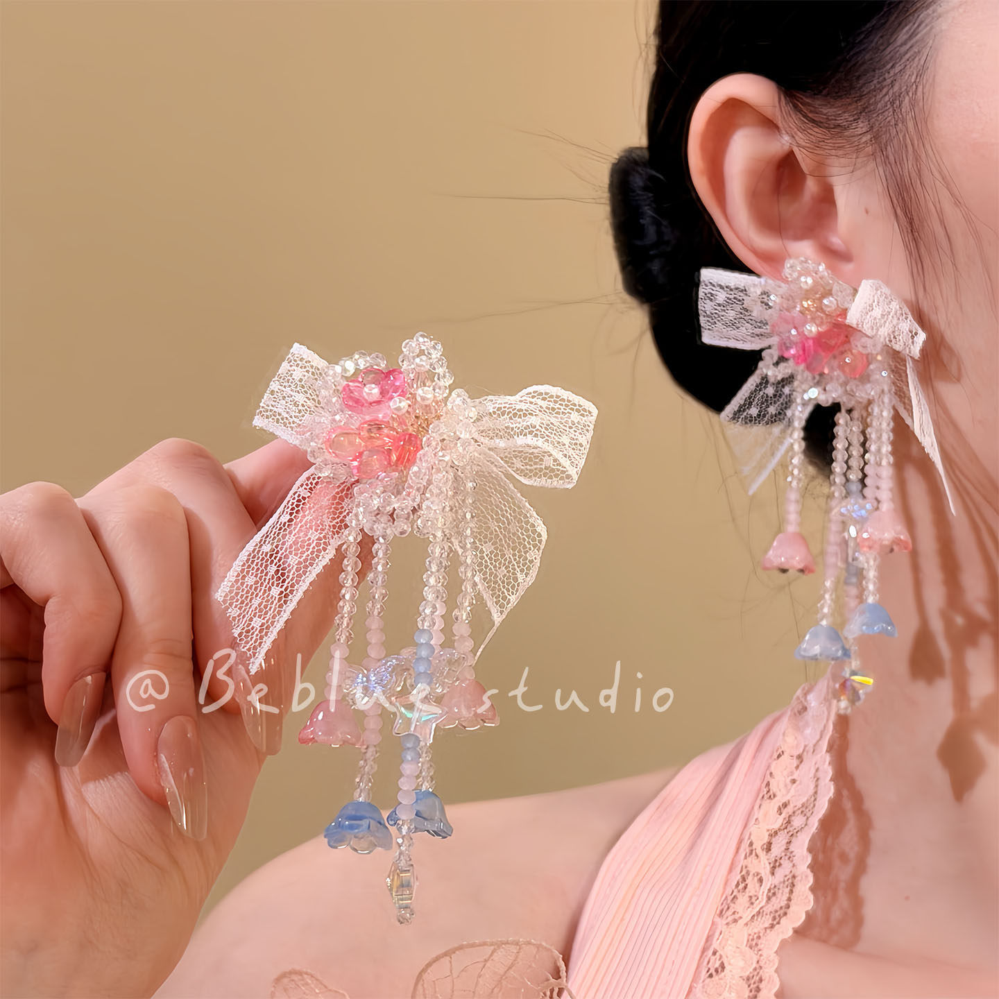 春日悸动~甜美串珠花朵流苏耳环女2026新款耳钉旅游度假耳饰配饰,饰品/流行首饰/时尚饰品新,耳环,淘宝优惠券,粉丝福利购,淘宝优惠卷