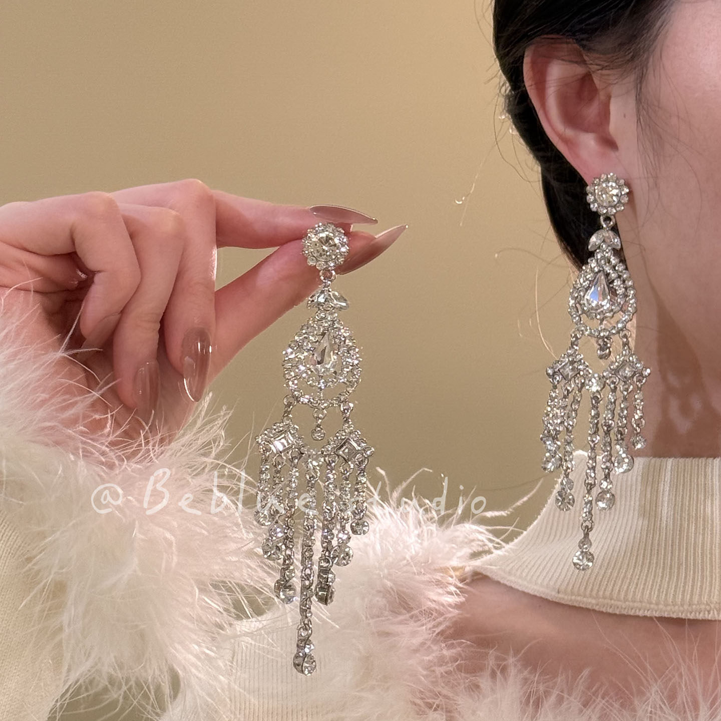 醉梦琉璃~复古满钻水晶流苏耳钉高级感轻奢夸张耳环宴会结婚耳饰,饰品/流行首饰/时尚饰品新,耳环,淘宝优惠券,粉丝福利购,淘宝优惠卷