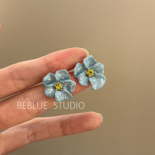 海芋花恋~超仙气森系甜美花朵锆石耳钉女轻奢个性高级感耳环耳饰