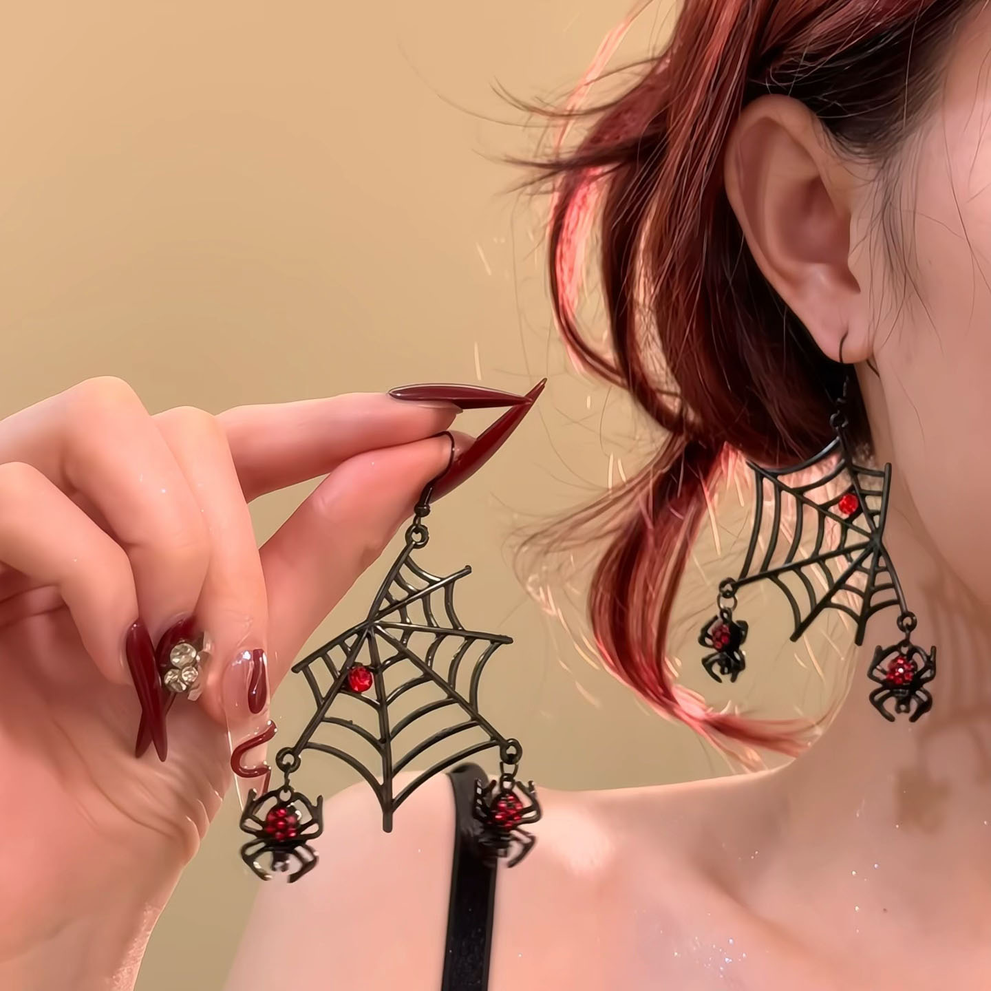 幻想囚笼~万圣节复古个性搞怪耳环女蜘蛛蝙蝠蜘蛛网骷髅耳坠耳饰