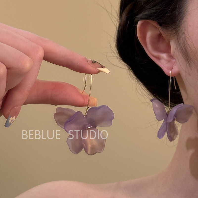 柔紫花韵~夏雾面紫色超仙氛围感夸张花朵耳环2025新款爆款耳饰女,饰品/流行首饰/时尚饰品新,耳环,淘宝优惠券,粉丝福利购,淘宝优惠卷