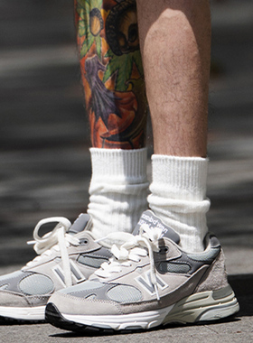 3双日系粗线长袜男春秋cityboy中筒堆堆袜白色高街针织秋冬袜子女