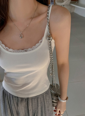 夏日的蕾丝小吊带好撩人！白色纯欲又高级~可外穿打底小背心吊带~