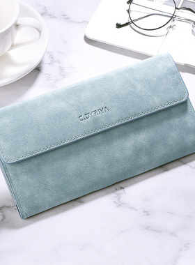 男士长款钱包多卡位薄款三折钱夹大容量卡包牛皮革多功能手拿软包