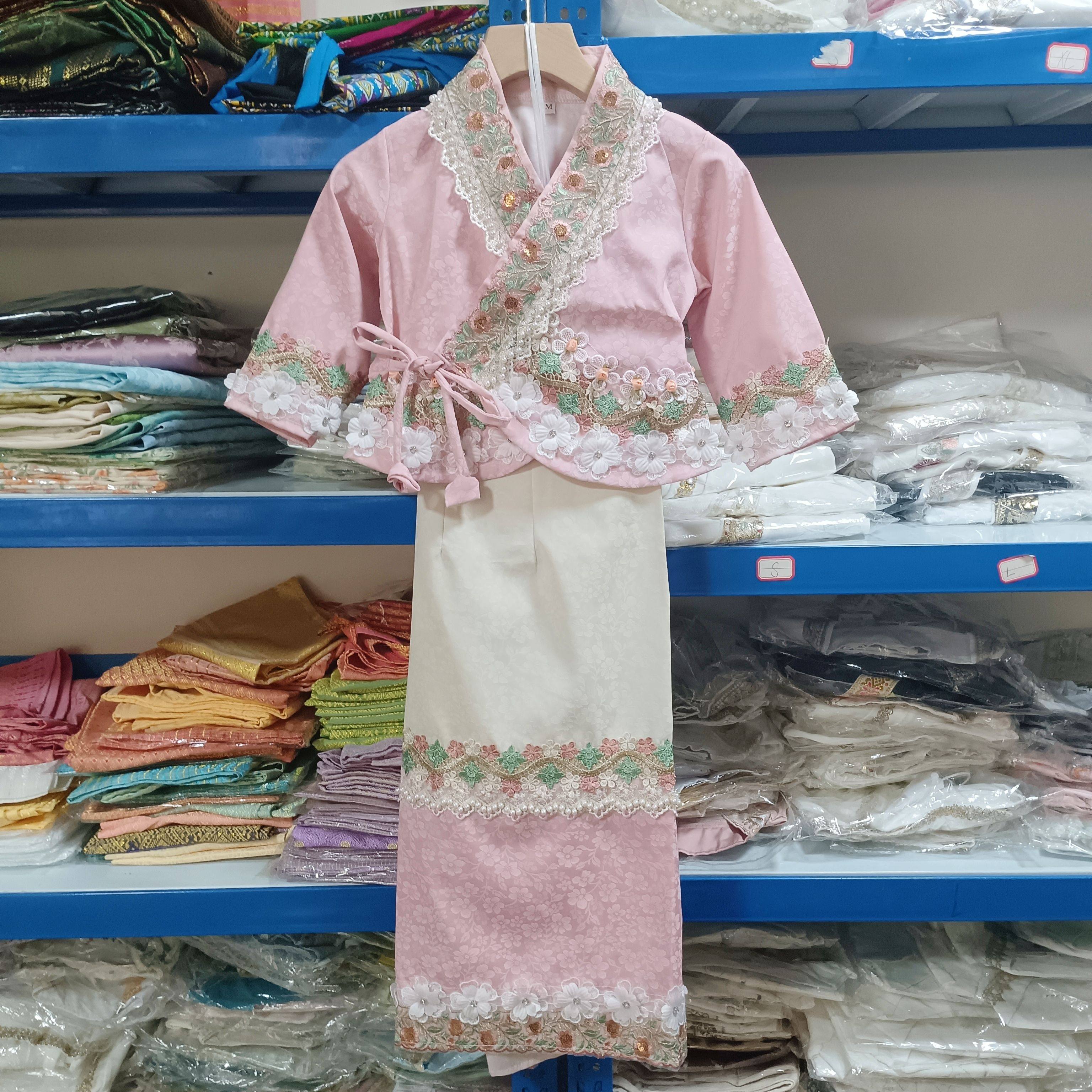 西双版纳傣族民族服传统女童新款泰式重工花边旅游气质拍照旅拍款