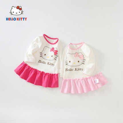 HelloKitty凯蒂猫童装春秋女童长袖连衣裙款棉质儿童短款公主裙
