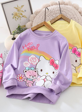 Hell Kitty童装女童春秋新品圆领卡通印花卫衣长袖可爱上衣